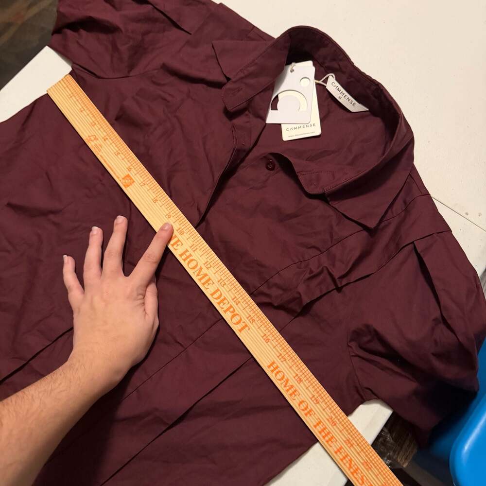 Commense Oversized Button Down Shirt Burgundy Med… - image 7